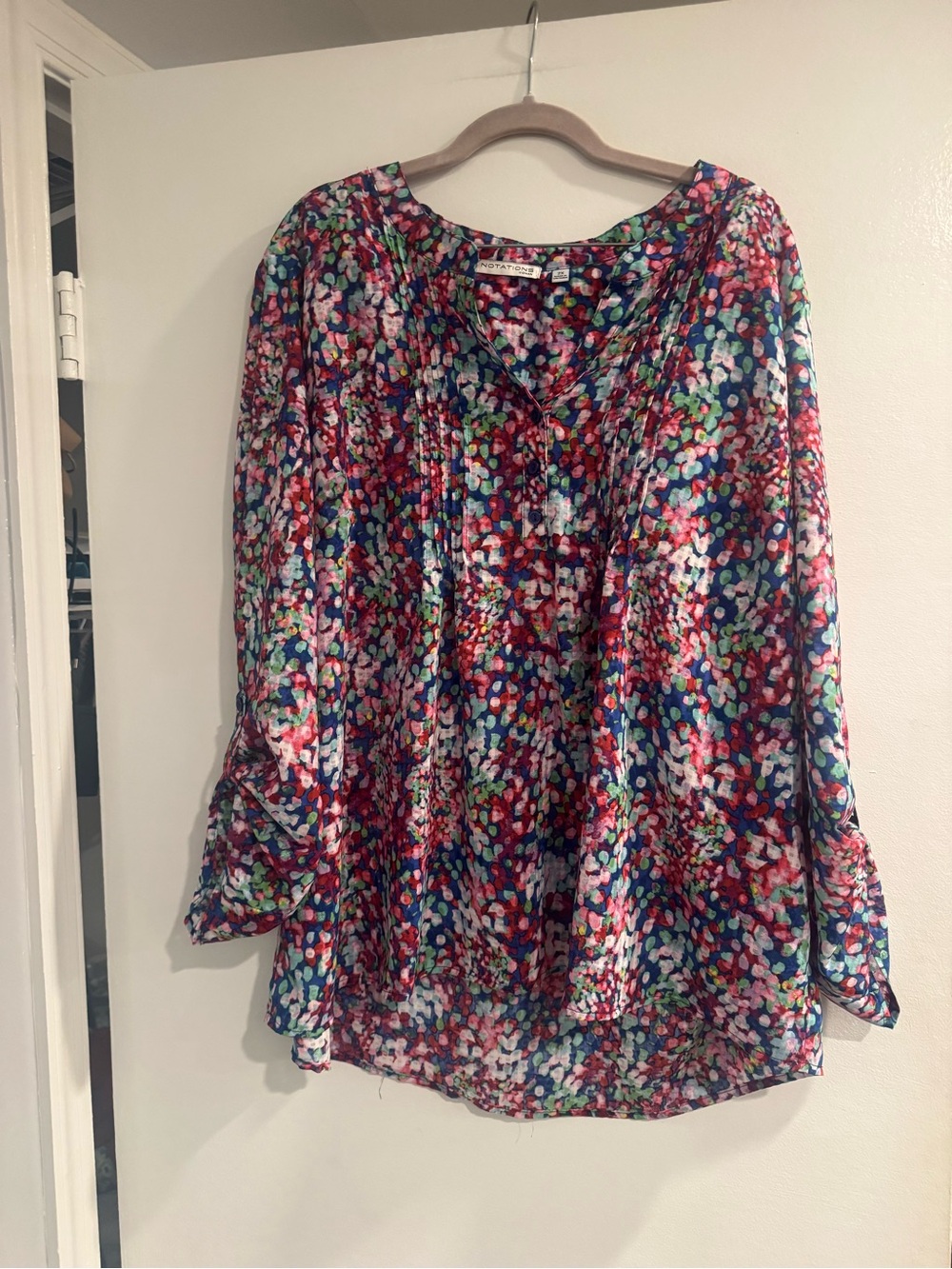 Notations Multicolor Floral Button Front Blouse Women’s Plus Size 2X